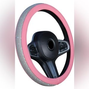 NEW Pink Diamond Leather Steering Wheel Cover